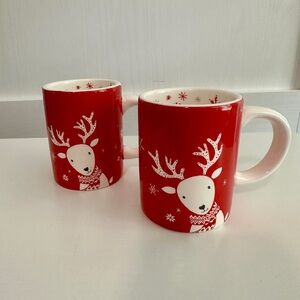 Sur La Table Red Reindeer Espresso Mugs